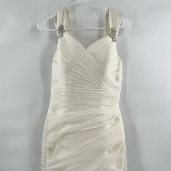 Victoria James Ronald Joyce white wedding dress with train size 12 - Picture 2 of 11